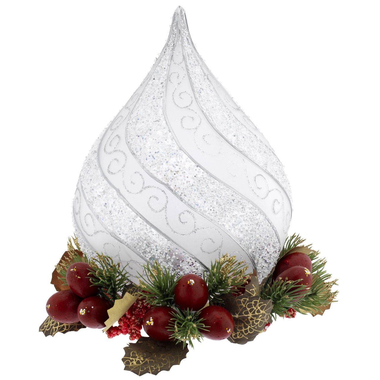 GOCCIA ONDE GLITTERATE H. 23 ARGENTO CON BASE DECO